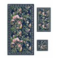 thumbnail image 1 of Navy Blue Flowers Towel Set of 3, Soft Microfiber Bath Towels, Hand Towel, Washcloths, Spring Floral Elegant Pastoral Botanical Quick-Dry Absorbent Towels for Bathroom Kitchen Hotel Beach Gym Spa, 1 of 7