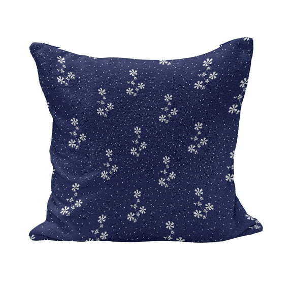 Navy Blue Fluffy Throw Pillow Cushion Cover, Floral Pattern Design Little Dots and Flowers Country Life Inspired Art, Decorative Square Accent Pillow Case, 28" x 28", Navy and White, by Ambesonne