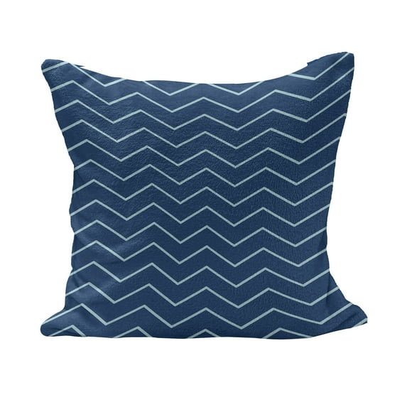 Navy Blue Fluffy Throw Pillow Cushion Cover, Horizontal Zigzags Chevron Pattern in Conrtasting Colors Geometrical, Rectangle Accent Pillow Case, 36" x 16", Pale Blue Dark Blue, by Ambesonne