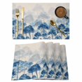 thumbnail image 1 of Navy Blue Forest Placemats Set of 6 Rustic Botanical Tree Scenery Beige Place Mats Indoor Wipeable Table Mats Washable Cloth Dining Table Placemats for Kitchen Holiday Party Home Decor 13x19 Inch, 1 of 9
