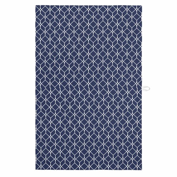 Navy Blue Geometric 1 Pack Kitchen Towel, Water Absorbent Dish Towel, Modern Abstract Blocks Lines Decorative Hand Towels - Quick Drying Cloth for Cooking Baking, 18x28 Inch