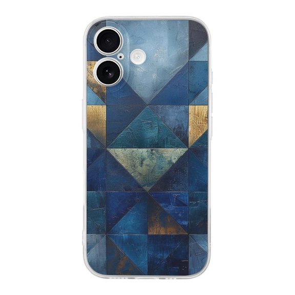 Navy Blue Geometric Abstract Transparent TPU Case for iPhone 17 Slim Shockproof Protective Phone Cover