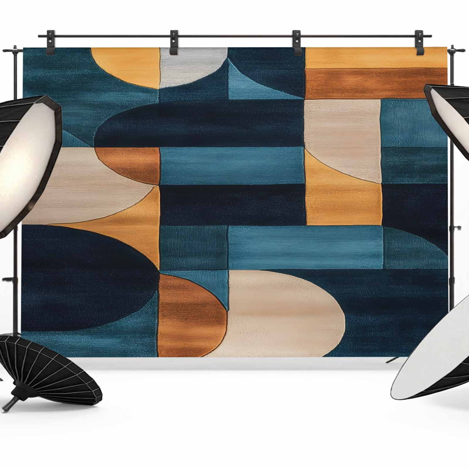 Navy Blue Geometric Backdrop for Photography, Fabric Photo Background ...