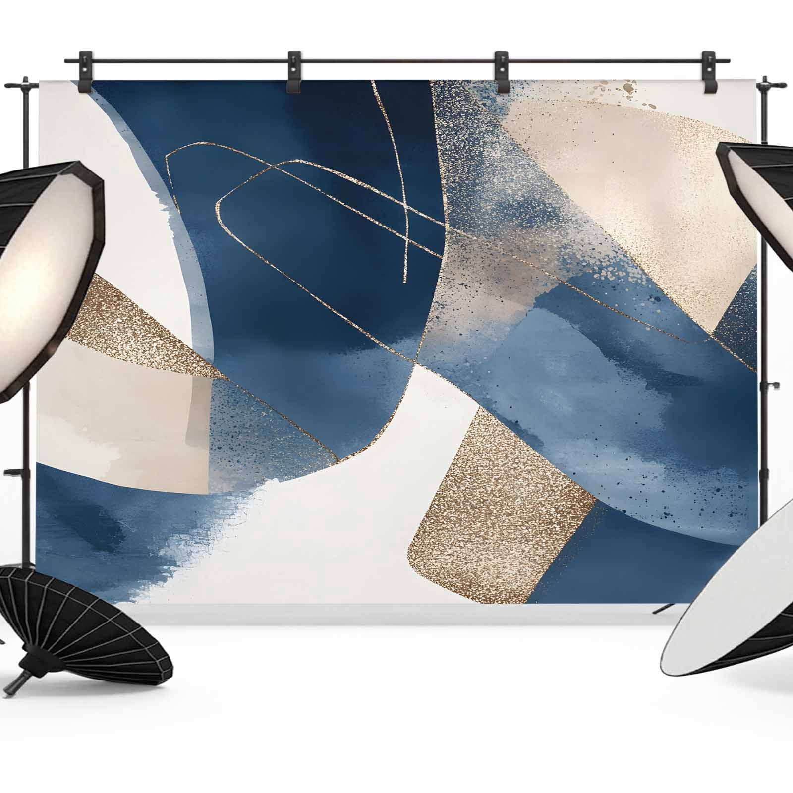 Navy Blue Geometric Backdrop for Photography, Fabric Photo Background ...