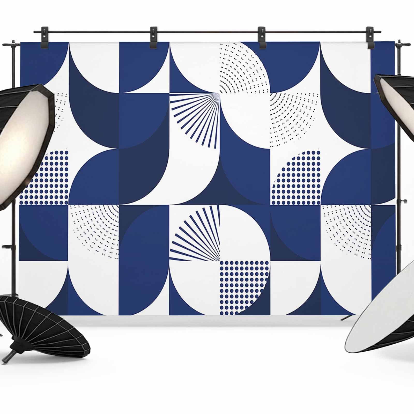 Navy Blue Geometric Backdrop for Photography,Fabric Photo Background ...