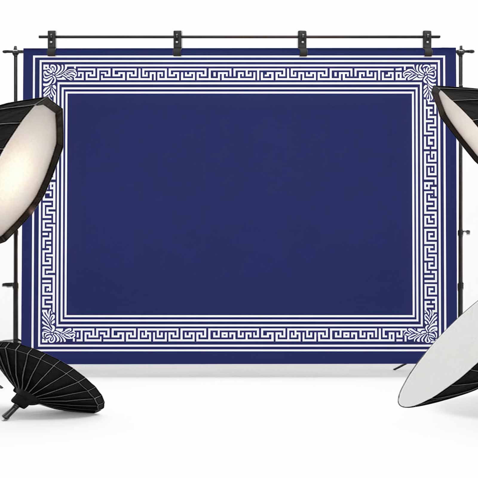 Navy Blue Geometric Backdrop for Photography, Fabric Photo Background ...