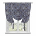 thumbnail image 1 of Navy Blue Geometric Balloon Curtains 63 Inch Length for Living Room/Bedroom, Vintage Abstract Floral Texture Rod Pocket Privacy Door Curtains Decorative Tie Up Shade for Window 52"x63", 1 of 8