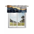 thumbnail image 1 of Navy Blue Geometric Curtain Valance for Windows/Living Room/Kitchen/Bathroom/Café, Short Rod Pocket Tier Curtain Window Treatment Panel Modern Abstract Luxury Golden Topper Curtain 42''x18'', 1 of 6