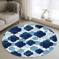 thumbnail image 1 of Navy Blue Geometric Moroccan Round Area Rug 3.3Ft Washable Circle Rugs for Dining Room Table, Abstract Art Blue Ombre Modern Non-Slip Carpet Floor Mats Indoor Outdoor Carpet Runner Home Decor, 1 of 8