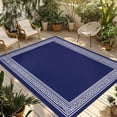 thumbnail image 1 of Navy Blue Geometric Outdoor Rug 6x9 Ft - Reversible Patio Rug Outdoor Camping Rugs, White Greek Key Farmhouse Washable Indoor Outdoor Area Rugs, Non-Slip Outdoor Carpet Runner for Deck/Porch, 1 of 8