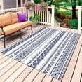 thumbnail image 1 of Navy Blue Geometric Outdoor Rug for Patio/Deck/Porch, Non-Slip Large Area Rug 4 x 6 Ft, Modern Art Abstract Indoor Outdoor Rugs Washable Area Rugs, Reversible Camping Rug Carpet Runner, 1 of 8