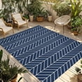 thumbnail image 1 of Navy Blue Geometric Outdoor Rug for Patio/Deck/Porch, Non-Slip Large Area Rug 4 x 6 Ft, Modern Pure Color Abstract Striped Indoor Outdoor Rugs Washable Area Rugs, Reversible Camping Rug Carpet Runner, 1 of 8