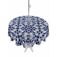 thumbnail image 1 of Navy Blue Geometric Outdoor Tablecloth - 60 Inch Round Dining Table Cover, Vintage Abstract Art Waterproof Outdoor Table Cloth with Umbrella Hole & Zipper for Picnic/Patio/Party, 1 of 7