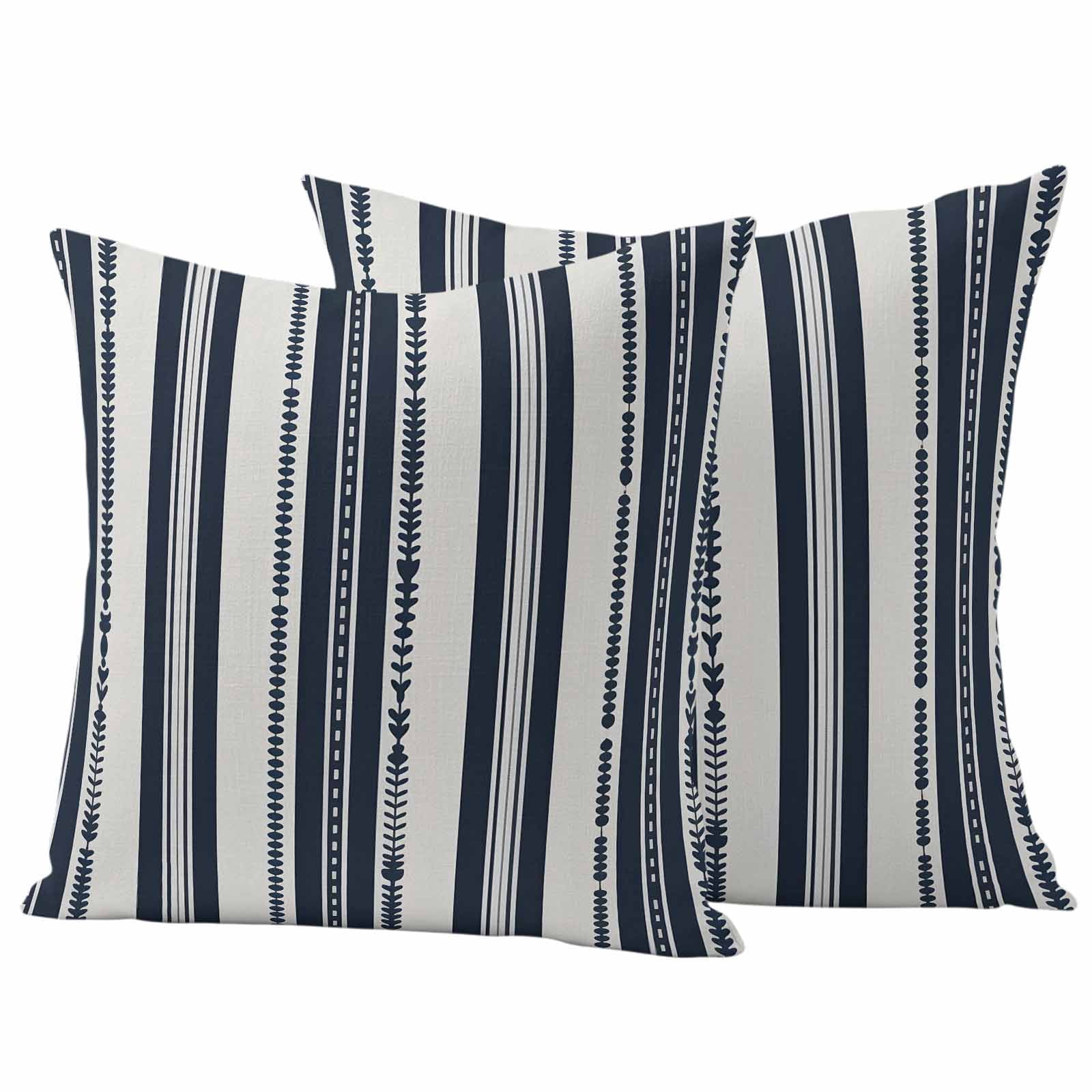 Navy Blue Geometric Outdoor Waterproof Pillow Covers, Modern Stripes Art Farmhouse Decorative Square Throw Pillowcase Sofa Cushion Sham for Patio/Couch/Chair, 24"x24" 2 Pack