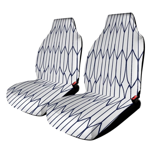 Navy Blue Geometric Pattern Design Car Seat Covers Front Seats Universal Fit for Cars SUV Truck Auto Interior Accessories