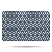 Navy Blue Geometric Quatrefoil Pattern Bathroom Rugs Mat,Non Slip Microfiber Bathroom Rug,Rubber Backing,Soft Bathroom Mats for Bathroom Floor,Tub and Shower,17x27in(43x68cm)