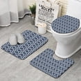 thumbnail image 1 of Navy Blue Geometric Quatrefoil Pattern Bathroom Rugs Sets 3 Piece,Toilet Cover Set,Absorbent Non Slip Bathroom Mats Sets with U-Shaped Contour Rug Toilet Rug Set, 1 of 5