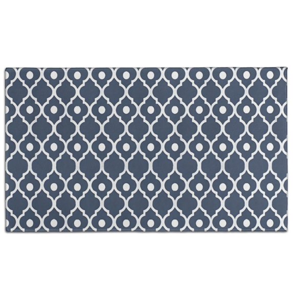Navy Blue Geometric Quatrefoil Pattern Door Rugs,Washable Non Slip Door Mats Indoor,Decorative Door Mats,Entry Mat Indoor for Entrance,Bedroom,Kitchen,Bathroom,17"x30"