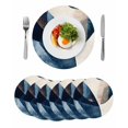 thumbnail image 1 of Navy Blue Geometric Round 15 Inch Placemats Set of 6, Modern Beige Abstract Art HeatResistant Non Slip Place Mats for Dining Table, Wipeable Braided Kitchen Table Mats for Housewarming, 1 of 9