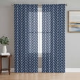 thumbnail image 1 of Navy Blue Geometric Sheer Curtains 108 Inch Length 2 Panels Set Window Treatments, Modern Pure Color Abstract Striped Rod Pocket Semi Curtains for Living Room/Bedroom/Kitchen Décor, 104"W x 108"L, 1 of 7
