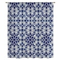 thumbnail image 1 of Navy Blue Geometric Sheer Curtains 45 Inches Long, Vintage Abstract Art Light Filering Curtains, Breathable Simi Curtain Privacy Drapes for Kitchen Bathroom Lightweight Small Window Treatment, 1 of 9
