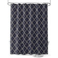 thumbnail image 1 of Navy Blue Geometric Stall Shower Curtain, Waterproof Shower Curtains for Bathroom, Brown Modern Abstract Art Aesthetics Washable Fabric Cloth Bath Curtain for Bathtub with Hooks 36x72 Inches, 1 of 6