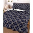 thumbnail image 1 of Navy Blue Geometric Twin Size Down Alternative Comforter, Lightweight Comforter Quilt Bedding Set with Pillow Shams Brown Modern Abstract Art Aesthetics All Seasons Bed Comforter Duvet Insert 68"x86", 1 of 7