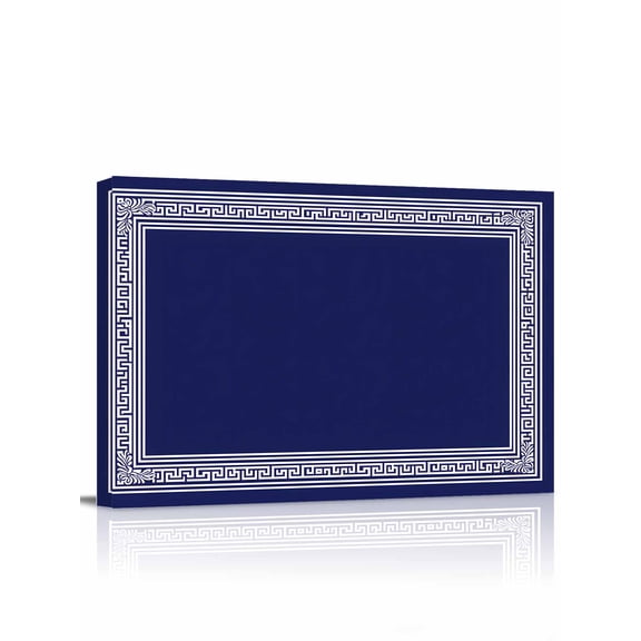 Navy Blue Geometric Wall Art for Living Room,Canvas Picture Wall Decor for Bathroom Bedroom,White Greek Key Farmhouse Painting Artwork for Office Kitchen Hallway Dining Room Home Decorations 12"x16"