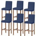 thumbnail image 1 of Navy Blue Gingham Bar Stool Covers - Stretch Dining Chair Covers Set of 6, Modern Minimalist Geometric Plaid Bar Chair Cover Removable Counter Stool Pub Chairs Slipcovers Protectors for Kitchen/Cafe, 1 of 8