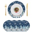 thumbnail image 1 of Navy Blue Gnomes Christmas Round Placemats Set of 4,Braided Polypropylene Place Mats,Snowflake Xmas Tree Winter Branches Table Mats for Kitchen Dinner Holiday Wedding Party Coffee Table Decor 13", 1 of 9