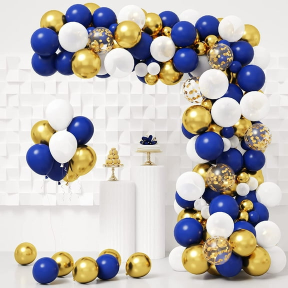 Navy Blue Gold Balloon Garland Arch Kit 145PCS Royal Blue Gold White Balloons for Graduation Birthday Party Baby Shower Decoration
