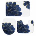 thumbnail image 1 of Navy Blue Gold Bath Mat 3 Piece Bathroom Rug Set, Abstract Line Art Troditional Ink Painting Non Slip Bath Rug Contour Mat and Toilet Lid Cover, Absorbent Shower Mats Soft Bath Rugs and Mats Sets, 1 of 8