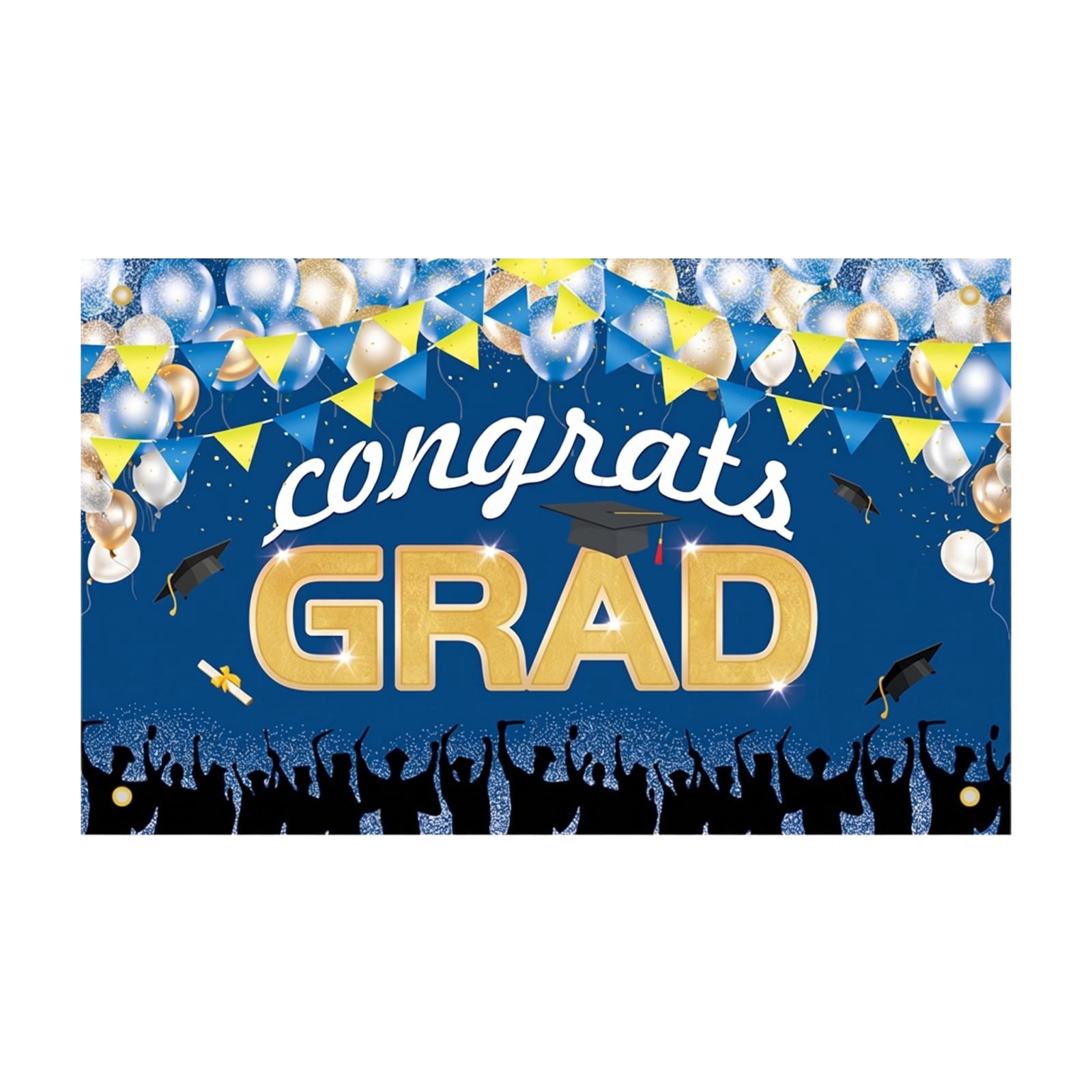Navy Blue and Gold Graduation Decorations Class of 2026 Banner with ...