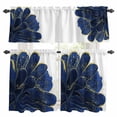 thumbnail image 1 of Navy Blue Gold Kitchen Curtains Sets for Windows 24 Inch Length, Abstract Line Art Troditional Ink Painting Rod Pocket Window Treatments Tier Curtains and Valances Set for Bedroom/Bathroom, 1 of 8