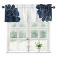 thumbnail image 1 of Navy Blue Gold Kitchen Valances for Windows 42x12 Inch Kitchen Curtains Valances Rod Pocket Abstract Line Art Troditional Ink Painting Bathroom Window Valances for Window Treatment Decor, 1 of 6