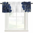 thumbnail image 1 of Navy Blue Gold Kitchen Valances for Windows, Abstract Line Art Troditional Ink Painting Bathroom Window Valances 42x18 Inch Rod Pocket Window Treatments Valance Curtains for Living Room Bedroom Decor, 1 of 9