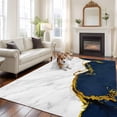 thumbnail image 1 of Navy Blue Gold Marble Large Area Rugs 6x9 ft Abstract Wave Modern Luxury Washable Rug Non Slip Indoor Carpet Absorbent Floor Mat for Living Room Bedroom Dining Room, 1 of 9