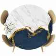 thumbnail image 1 of Navy Blue Gold Marble Round Tablecloth, Fitted Table Cover with Elastic for 45"-54" Round Tables, Modern Abstract Marble Crack Texture Table Cloth Outdoor Indoor Dinning Party Waterproof Tablecloths, 1 of 7