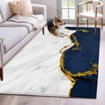 thumbnail image 1 of Navy Blue Gold Marble Washable Area Rugs 3'x5', Abstract Wave Low Pile Throw Living Room Rug Non-Slip Sturdy Edge Binding Carpet for Indoor Entryway Bedside Kitchen, 1 of 9