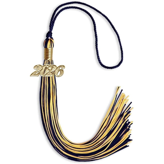 Endea Graduation Navy Blue/Gold Mixed Color Graduation Tassel with Gold Date Drop