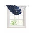 thumbnail image 1 of Navy Blue Gold Sheer Waterfall Valance Curtains for Window, Abstract Line Art Troditional Ink Painting Rod Pocket Sheer Topper Swag Curtains for Living Room, Kitchen 38.5"W x 47.2"L, 1 Panel, 1 of 7
