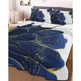 thumbnail image 1 of Navy Blue Gold Twin Size Down Alternative Comforter,Lightweight Comforter Quilt Bedding Set with Pillow Shams Abstract Line Art Troditional Ink Painting All Seasons Bed Comforter Duvet Insert 68"x86", 1 of 7