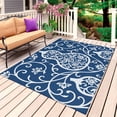 thumbnail image 1 of Navy Blue Gourd Outdoor Rug 6x9 Ft, Non Slip Washable Area Rug, Modern Abstract Art Floral Patio Rugs Carpet Runner, Large Floor Mat for Indoor/Outdoor Deck Porch Camping, 1 of 8