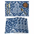 thumbnail image 1 of Navy Blue Gourd Placemats Set of 4 Modern Abstract Art Floral Place Mats Indoor Wipeable Table Mats Washable Cloth Dining Table Placemats for Kitchen Holiday Party Home Decor 13x19 Inch, 1 of 9