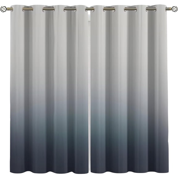 Navy Blue Gradient Blackout Curtains for Bedroom, Color Solid Grommet Curtains for Living Room, Gray Curtain 2 Panels, Simple Thermal Drapes for Home Decor-42"W x 45"L (Pack of 2)