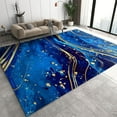 thumbnail image 1 of Navy Blue Gradient Marble Abstract Area Rug,Gold Foil Stripes Spots Fashion Living Room Rug,Non Slip Low Pile Rug,Apply To Living Room Bedroom Home Office Kitchen 3x5ft, 1 of 6