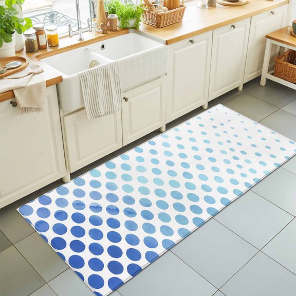 Navy Blue Gradient Polka Dots Rectangle Area Rug 2x6ft,Living Room Rug Non-Slip Washable Circle Rugs Pad,Modern Geometric Soft Floor Carpet for Bedroom Dining Room