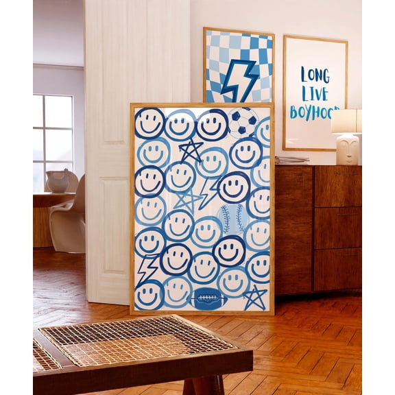 Navy Blue Graffiti Art Funky Boy Nursery Portrait Decor Unframed Paper Print