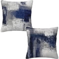 thumbnail image 1 of Navy Blue and Gray Abstract Art Pillow Covers 18x18 Set of 2, Blue and Gray Oil Painting Throw Pillow Covers Outdoor Decorative Pillow Case for Couch Bed Sofa Cushion Home Decor, 1 of 6