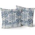 thumbnail image 1 of Navy Blue Gray Boho Pillow Covers 18X18 Inch Set of 2 Ethnic Bohemian Carpet Decorative Pillow Cases Farmhouse Rustic Vintage Rug Pillowcase Home Decor for Cushion Room Couch Patio Sofa Porch Outdoor, 1 of 5